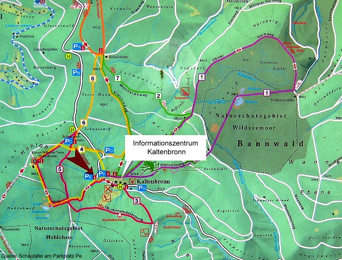 Karte mit Wanderwegen