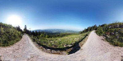 Blick vom Westhang der Hornisgrinde in den Oberrheingraben. Standort oberhalb des Mummelsees.