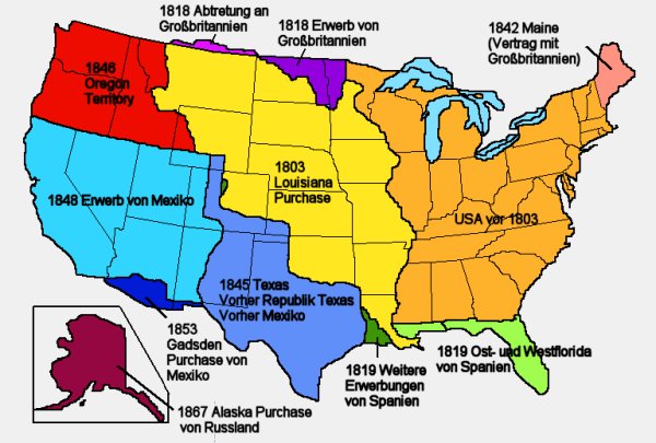 Karte Expansion der USA im 19. Jahrhundert