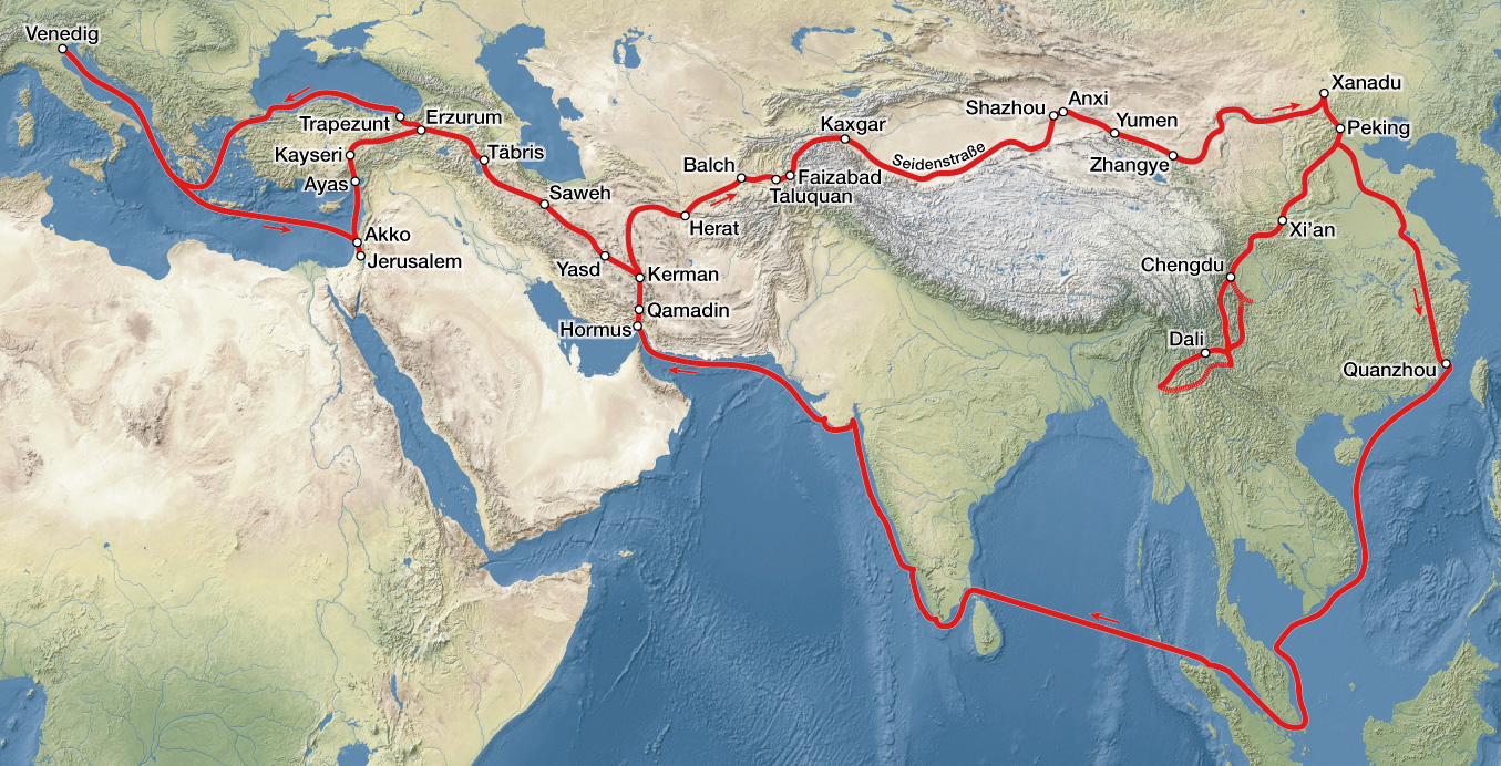 Die Reiseroute von Marco Polo