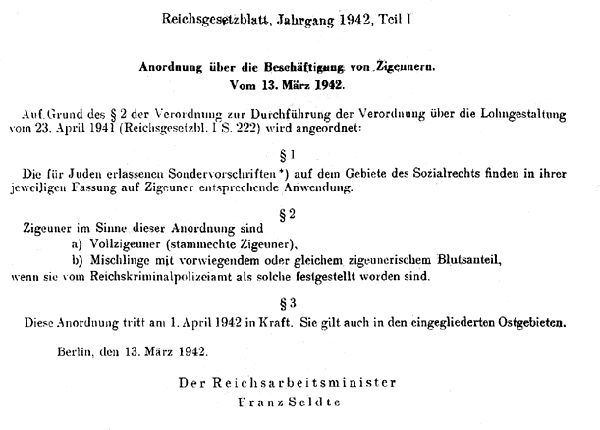 Gleichstellung von Juden und Zigeunern im Arbeitsleben