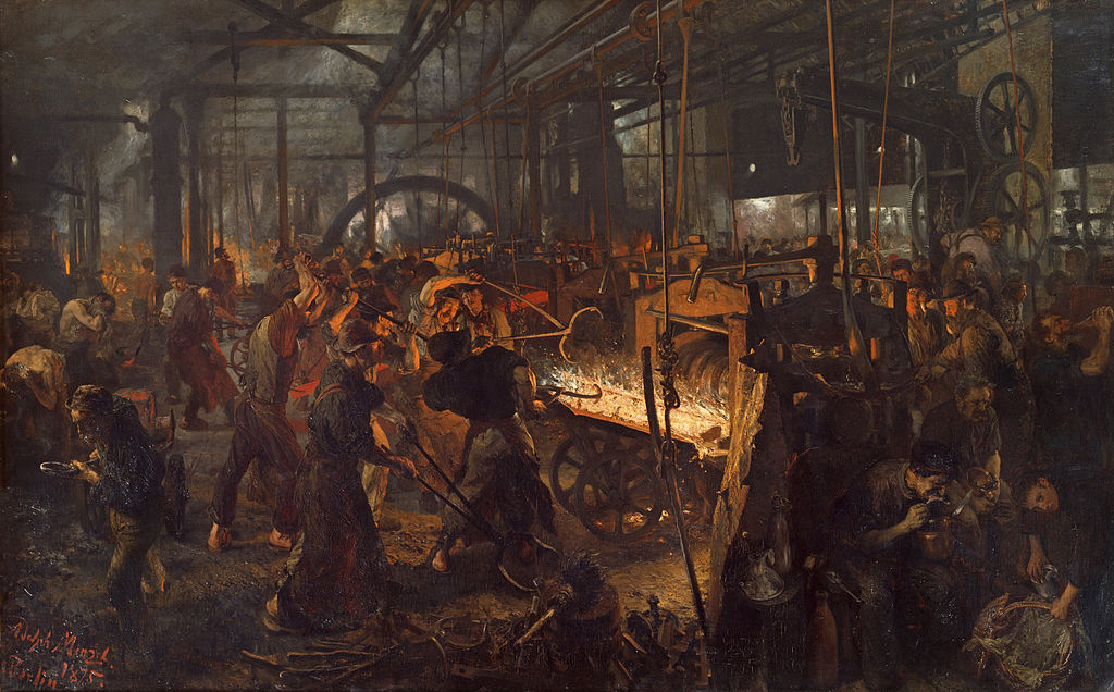 Eisenwalzwerk (Ölgemälde von Adolph Menzel 1872–1875)