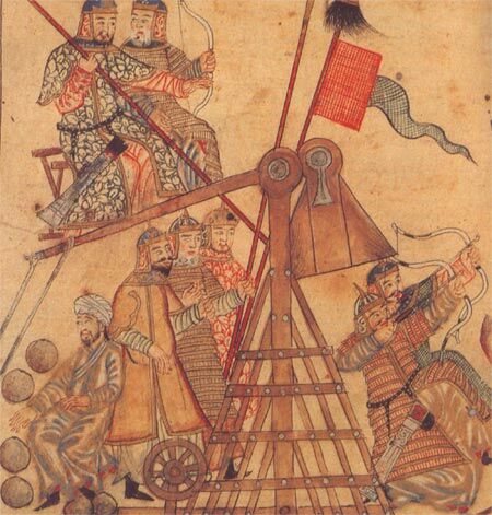 Mongolisches Belagerungskatapult (sog. Trebuchet), 