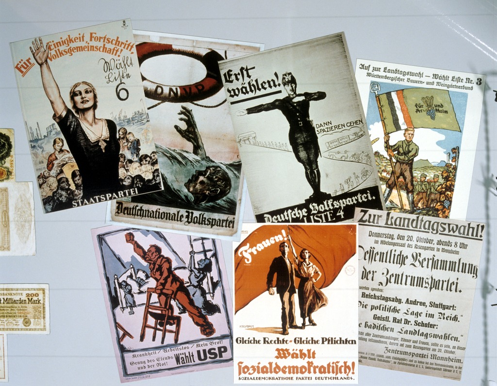 Wahlplakate aus der Weimarer Republik um 1923