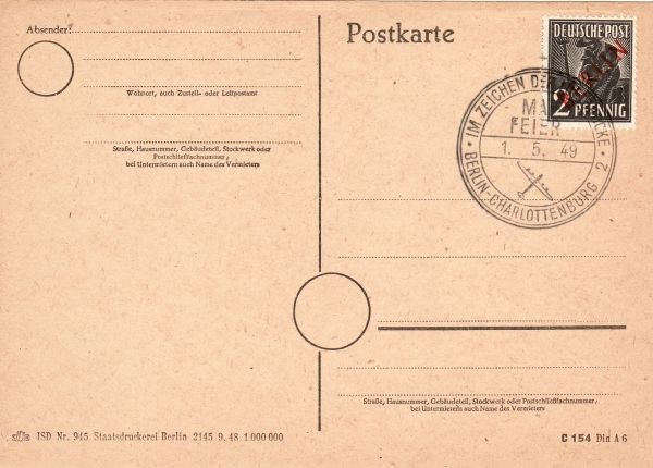 Maifeier - Gesamtbeleg Stempel Maifeier - Gesamtbeleg Stempel