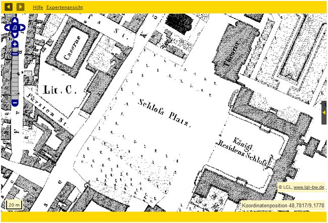 Bsp.: Stuttgart Schloßplatz: Flurkarten von 1818/1840