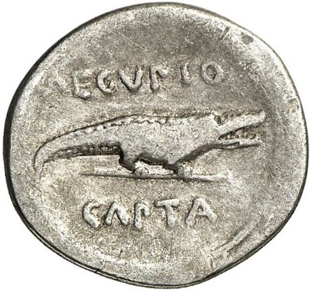 Krokodil mit dem Zusatz Aegypto capta = Nach der Eroberung Ägyptens