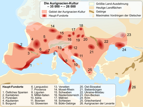 Funde aus dem Aurignacien in Europa