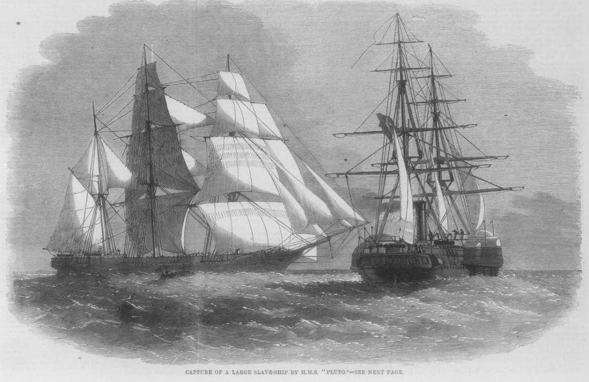 Das Dampfschiff Pluto auf der Jagd nach dem Sklavenschiff Orion am 30.11.1859