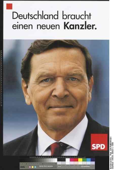 Plakat der SPD mit Gerhard Schröder im Wahlkampf 1998