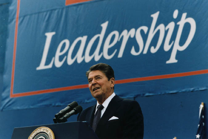Reagan während eines Wahlkampfauftritts 1984 in Austin, TX