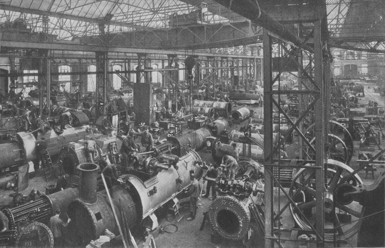 Montagehalle von Eisenbahnen 19. jahrhundert Montagehalle von Eisenbahnen 19. jahrhundert