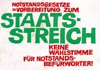 Aufkleber: Notstandsgesetze = Vorbereitung zum Staatsstreich