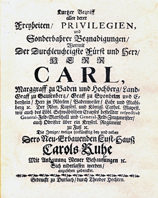 Erste Seite des Ansiedlungsprivilegs von 1715.