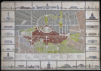 Situationsplan von Karlsruhe aus dem Jahr 1822.