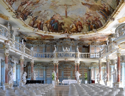 Der Bibliothekssaal des „Neuen Klosters“ Schussenried. 