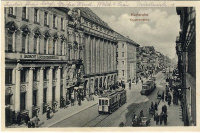 Das Warenhaus Hermann Tietz in der Karlsruher Kaiserstraß