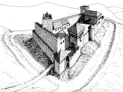 Burg Wildenberg der Stammsitz derer von Dürn zu Beginn des 13. Jahrhunderts (Rekonstruktionszeichnung)