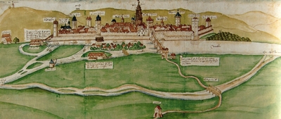 Ausschnitt aus der ältesten Stadtansicht von 1554