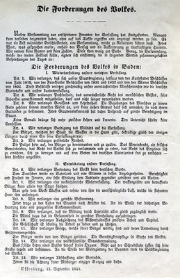Revolution 1848, Die Offenburger Forderungen vom 12.9.1847