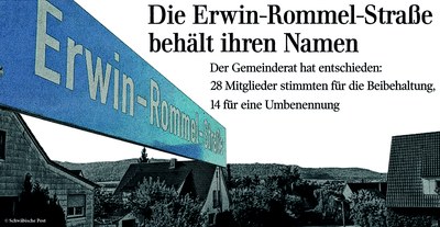 Straßenschild Erwin-Rommel-Straße
