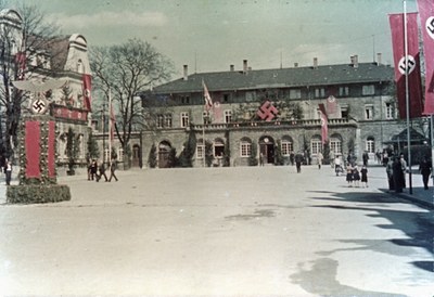 Bahnhof und Postamt in Aalen, Adolf-Hitler-Platz, 29.04.1939