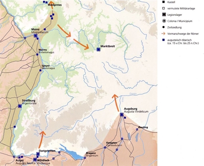 Militärlager zwischen 15 v. Chr. und 25 n. Chr. 