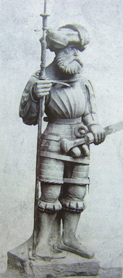 Ein Stadtsoldat auf der Kirchturmspitze: Aufnahme von 1886 (Stadtarchiv Heilbronn/L. Hartmann)