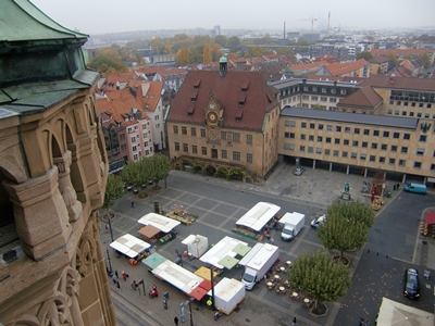 Blick vom Turm auf den Heilbronner Marktplatz