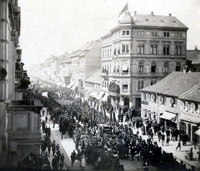 Trauerzug für Johann Victor von Scheffel in der Karlsruher Kaiserstraße