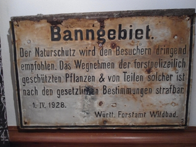 Hinweisschild Bannwald 1928