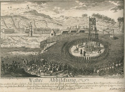 Hinrichtung des Joseph Süß Oppenheimer am 4.Februar 1738 am Stuttgarter Galgenberg