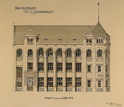 Planzeichnung des Bankhauses Veit L. Homburger, 1899.