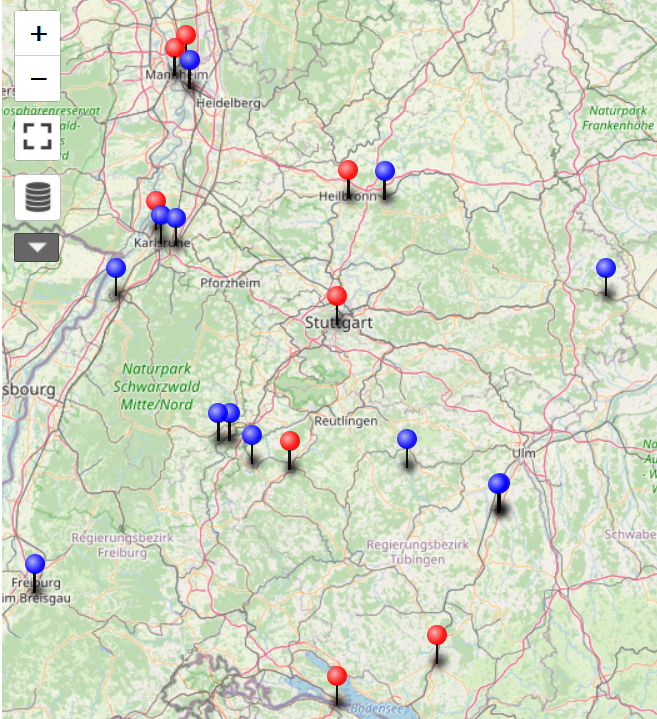Karte Module Jüdisches Leben in Baden-Württemberg