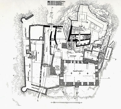 Grundriss der Burgruine Hohenbaden von Otto Linde,