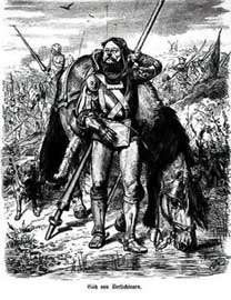 Götz von Berlichingen als Anführer im Bauernkrieg (Zeichnung aus dem 19. Jh.)