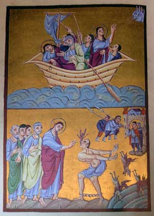 Eine Seite aus dem Evangeliar Ottos III. mit Wunderszenen
