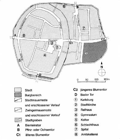 Plan der Stadt Durlach im Spätmittelalter
