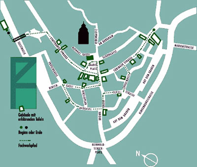 Plan des Herrenberger Fachwerkpfades