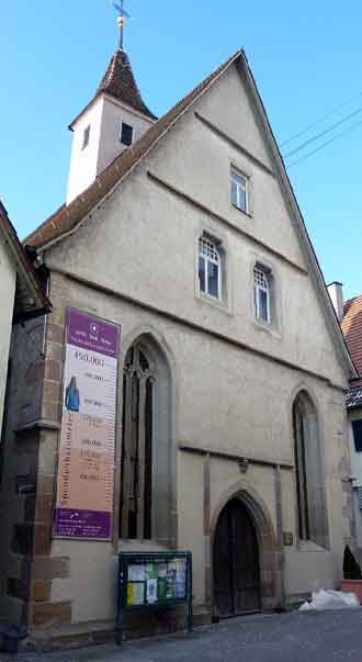 Die nach dem Stadtbrand wieder aufgebaute Spitalkirche (ca. 1635)