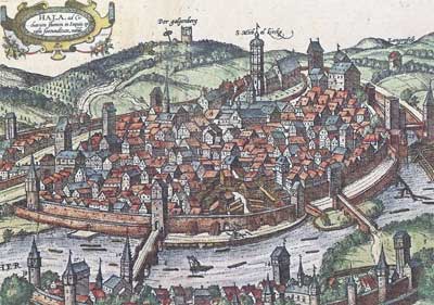 Ausschnitt aus einer Stadtansicht um 1580