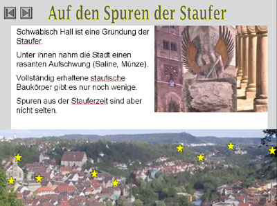Startseite der Präsentation über die Spuren der Staufer in Schwäbisch Hall