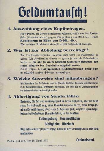 Plakat zur Ausbezahlung der Kopfquote