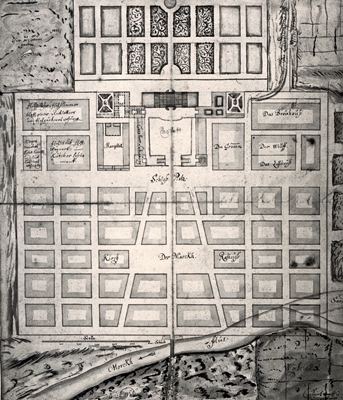 Alter Plan von der Residenz und der angrenzenden Innenstadt