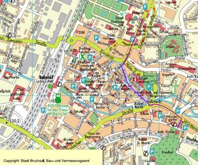 Stadtplan Bruchsal: Vom Schloss zur Peterskirche
