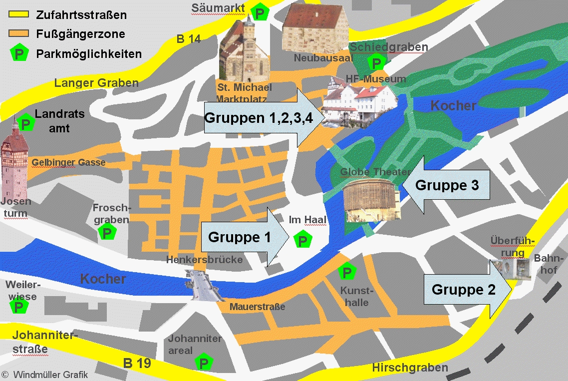 Verortung der Schülergruppen in der Stadt