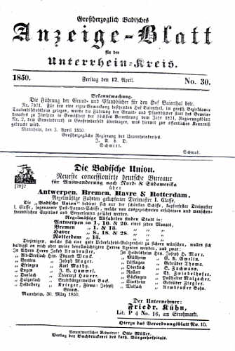 Großherzoglich Badisches Anzeige-Blatt 