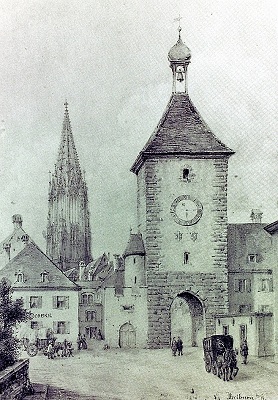 Schwabentor, Feder-Tusche-Zeichnung,