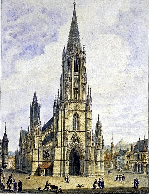 Westansicht des Münsters mit Historischem Kaufhaus, 