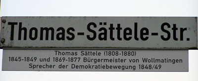 Straßenschild in Konstanz-Wollmatingen mit Erklärung